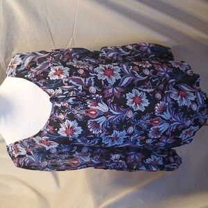 INC International Concepts Floral Front Tie Peasant Blouse SZ SM